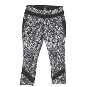MANGO Sport Snake Print Cropped Leggings Black Gray Size L